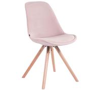 CLP Chaise de salle à manger Toulouse – Velours, piétement bois rond, chic – Rose / Natura