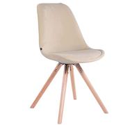 CLP Chaise De Salle A Manger Retro Toulouse en Velours I Chaise De Visiteur Chic Et Confortable I Piètement en Bois Rond, Couleur:crème, Couleur du Cadre:Natura