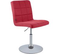 CLP Chaise de Salle à Manger Ricky, Hauteur réglable, pivotante, Tissu, Assise 360°, Base Trompette, Structure métal chromé, Couleur:Rouge