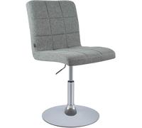 CLP Chaise de Salle à Manger Ricky, Hauteur réglable, pivotante, Tissu, Assise 360°, Base Trompette, Structure métal chromé, Couleur:Gris