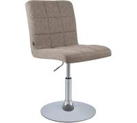 CLP Chaise de Salle à Manger Ricky, Hauteur réglable, pivotante, Tissu, Assise 360°, Base Trompette, Structure métal chromé, Couleur:Taupe