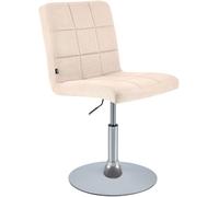 CLP Chaise de Salle à Manger Ricky, Hauteur réglable, pivotante, Tissu, Assise 360°, Base Trompette, Structure métal chromé, Couleur:crème