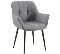 CLP Chaise de Salle à Manger Roseville I Chaise Moderne avec accoudoir et Dossier rembourré I Peut Supporter jusqu'à 150 kg, Couleur:Gris foncé, Matériel:Tissu