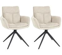 CLP Chaise de Salle à Manger Set de 2 pivotantes Vilas Tissu, Fauteuil pivotant à 180° avec accoudoirs et Dossier, avec Protections de Sol, Couleur:crème
