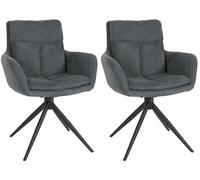 CLP Chaise de Salle à Manger Set de 2 pivotantes Vilas Tissu, Fauteuil pivotant à 180° avec accoudoirs et Dossier, avec Protections de Sol, Couleur:Gris foncé