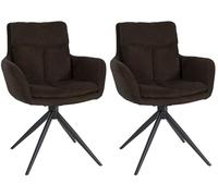 CLP Chaise de Salle à Manger Set de 2 pivotantes Vilas Tissu, Fauteuil pivotant à 180° avec accoudoirs et Dossier, avec Protections de Sol, Couleur:Marron
