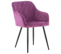 CLP Chaise De Salle A Manger Shila en Tissu Ou VeloursI Chaise Retro avec Accoudoirs I Piètement en Métal Noir, Couleur:Violet, Matériel:Velours
