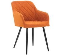 CLP Chaise De Salle A Manger Shila en Tissu Ou VeloursI Chaise Retro avec Accoudoirs I Piètement en Métal Noir, Couleur:Orange, Matériel:Tissu