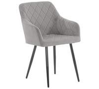 CLP Chaise De Salle A Manger Shila en Tissu Ou VeloursI Chaise Retro avec Accoudoirs I Piètement en Métal Noir, Couleur:Gris, Matériel:Velours