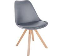 CLP Chaise de salle à manger Sofia en Similicuir avec Pieds en bois , Gris/Nature (carré) Gris
