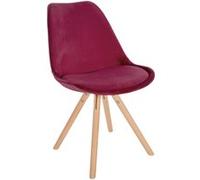 CLP Chaise De Salle A Manger Sofia en Velours I Chaise De Visiteur avec Assise Rembourré I Pieds Bois I Dossier, Couleur:Bordeaux, Couleur du Cadre:Natura (Ronde)