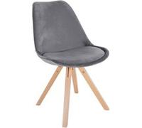 CLP Chaise De Salle A Manger Sofia en Velours I Chaise De Visiteur avec Assise Rembourré I Pieds Bois I Dossier, Couleur:Gris, Couleur du Cadre:Natura (carrée)