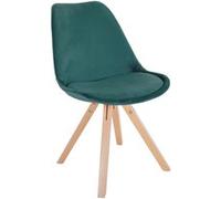 CLP Chaise De Salle A Manger Sofia en Velours I Chaise De Visiteur avec Assise Rembourré I Pieds Bois I Dossier, Couleur:Vert, Couleur du Cadre:Natura (carrée)