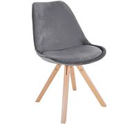 CLP Chaise De Salle A Manger Sofia en Velours I Chaise De Visiteur avec Assise Rembourré I Pieds Bois I Dossier, Couleur:Gris, Couleur du Cadre:Natura (carrée)