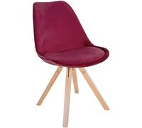 CLP Chaise de salle à manger Sofia en velours avec Pieds en bois , Bordeaux/Nature (carré) Bois