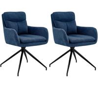 CLP Chaise de Salle à Manger Somers Tissu pivotant, 180° Fauteuil pivotant avec accoudoirs et dossiers, chaises de Cuisine rembourrées | Couleur Bleu