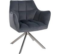 CLP Chaise de salle à manger Swing revêtement velours,gris foncé acier inoxydable