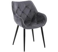 CLP Chaise de salle à manger Tanna en Velours avec Piètement en Métal noir , Gris foncé gris G