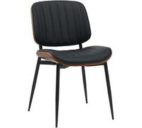 CLP Chaise de Salle à Manger Tiffin I Chaise rembourrée avec Bois courbé I Chaise de Cuisine avec Dossier I Chaise d'attente rembourrée, Couleur:Noyer/Noir, Matériel:Similicuir