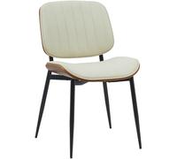 CLP Chaise de Salle à Manger Tiffin I Chaise rembourrée avec Bois courbé I Chaise de Cuisine avec Dossier I Chaise d'attente rembourrée, Couleur:Noyer/crème, Matériel:Similicuir