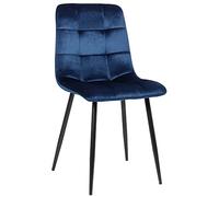 CLP Chaise De Salle A Manger Tilde en Tissu Ou Velours I Chaise avec Surface D'assise Matelassée Pieds en Metal I Charge Max.150 Kg, Couleur:Bleu, matière:Velours
