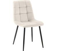 CLP Chaise de salle à manger Tilde Housse rembourrée piquée avec dossier jusqu'à 150 kg,velours blanc crème