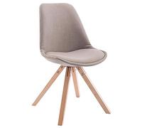 CLP Chaise De Salle A Manger Toulouse en Tissu I Chaise Visiteur Style Scandinave avec Dossier Et Assise Rembourrés I Piètement Bois Rond, Couleur:Taupe, Couleur du Cadre:Natura
