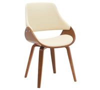 CLP Chaise de Salle à Manger Vangale I - Structure en Bois Courbé, Rembourrée avec Dossier - Couleur: Noyer/Crème, Matériel: Similicuir
