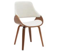 CLP Chaise de Salle a Manger Vangale rembourree avec Dossier, Design. Pietement en Bois Courbe. Chaise Coque Moderne pour Salon, Couleur:Noyer/crème, Matériel:Tissu