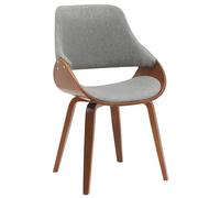 CLP Chaise de Salle a Manger Vangale rembourree avec Dossier, Design. Pietement en Bois Courbe. Chaise Coque Moderne pour Salon, Couleur:Noyer/Gris foncé, Matériel:Tissu