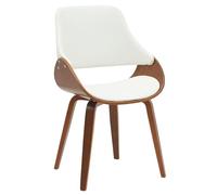 CLP Chaise de Salle a Manger Vangale rembourree avec Dossier, Design. Pietement en Bois Courbe. Chaise Coque Moderne pour Salon, Couleur:Noyer/Blanc, Matériel:Similicuir