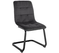 CLP Chaise de Salle à Manger Vermont I Revêtue de Velours I Chaise rembourrée à piétement Luge, Couleur:Noir