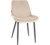 CLP Chaise de salle à manger Victoria rembourrée en velours avec protections de sol crème