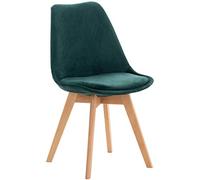 CLP Chaise de Salle ŕ Manger Linares Plastique I Tissu I Velours I Velours côtelé I Fauteuil avec Structure en Bois, Couleur:Vert, Matériel:Velours