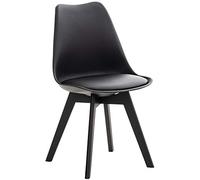CLP Chaise de Salle ŕ Manger Linares Plastique I Tissu I Velours I Velours côtelé I Fauteuil avec Structure en Bois, Couleur:Noir/Noir, Matériel:Plastique