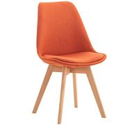 CLP Chaise de Salle à Manger Linares Plastique I Tissu I Velours I Velours côtelé I Fauteuil avec Structure en Bois, Couleur:Orange, Matériel:Tissu