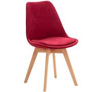 CLP Chaise de Salle ŕ Manger Linares Plastique I Tissu I Velours I Velours côtelé I Fauteuil avec Structure en Bois, Couleur:Rouge, Matériel:Velours