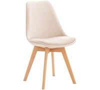 CLP Chaise de Salle à Manger Linares Plastique I Tissu I Velours I Velours côtelé I Fauteuil avec Structure en Bois, Couleur:Beige, Matériel:Velours