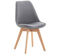 CLP Chaise de Salle ŕ Manger Linares Plastique I Tissu I Velours I Velours côtelé I Fauteuil avec Structure en Bois, Couleur:Gris Clair, Matériel:Tissu