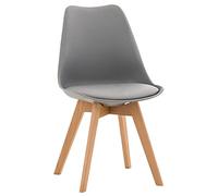 CLP Chaise de Salle ŕ Manger Linares Plastique I Tissu I Velours I Velours côtelé I Fauteuil avec Structure en Bois, Couleur:Gris, Matériel:Plastique