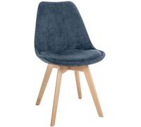 CLP Chaise de Salle ŕ Manger Linares Plastique I Tissu I Velours I Velours côtelé I Fauteuil avec Structure en Bois, Couleur:Bleu foncé, Matériel:Cordon