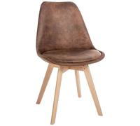 CLP Chaise de Salle ŕ Manger Linares Plastique I Tissu I Velours I Velours côtelé I Fauteuil avec Structure en Bois, Couleur:Marron, Matériel:Similicuir