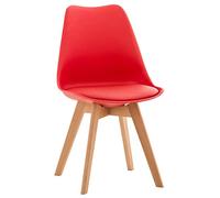 CLP Chaise de Salle ŕ Manger Linares Plastique I Tissu I Velours I Velours côtelé I Fauteuil avec Structure en Bois, Couleur:Rouge, Matériel:Plastique