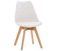 CLP Chaise de Salle ŕ Manger Linares Plastique I Tissu I Velours I Velours côtelé I Fauteuil avec Structure en Bois, Couleur:Blanc, Matériel:Plastique