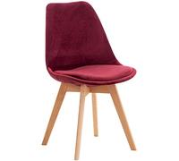 CLP Chaise de Salle ŕ Manger Linares Plastique I Tissu I Velours I Velours côtelé I Fauteuil avec Structure en Bois, Couleur:Bordeaux, Matériel:Velours