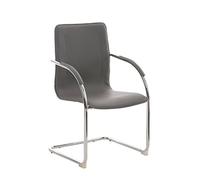 CLP Chaise de Salle ŕ Manger Melina Similicuir I Chaise Cantilever pour Zone d'Attente ou Conférence avec Accoudoir I Chaise Confortable de Cuis, Couleur:Gris