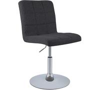 CLP Chaise de salle à manger Ricky – en tissu, pivotante 360°, hauteur réglable, métal chromé – Noir