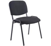 CLP Chaise De Visiteur Empilable Ken XL Tissu I Chaise De Salle D'Attente avec Dossier Et Assise Rembourrés I Piètement Métal Noir Mat, Couleur:Noir