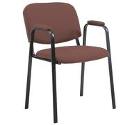 CLP Chaise De Visiteur Ken Pro En Tissu - Assise, Dossier Et Accoudoirs Rembourrés - Pour Salle d'Attente Et Conférence - Piètement Métal, Couleur: Marron