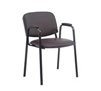CLP Chaise De Visiteur Ken Pro Similicuir I Accoudoirs Rembourrés I Siège De Salle D'Attente I Piètement en Metal, Couleur:Marron